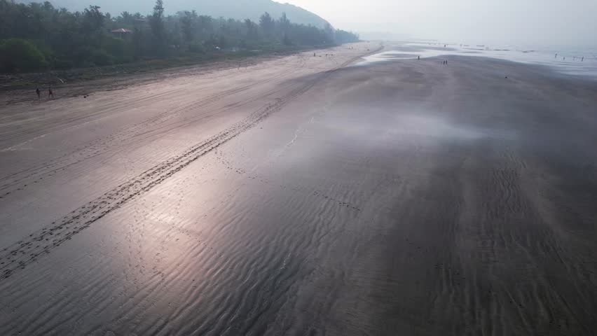 Aerial footage of Harnai beach at Dapoli, located 200 kms from Pune on the West Coast of Maharashtra India.