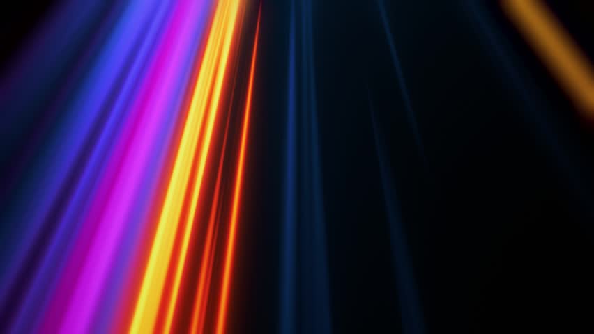Bright Color Lines Very Fast Motion Design Background Blue Orange Horizontal. Shaking Dynamic Multicolored Trails Backdrop High Speed Technology Concept. Loop-able 3d Animation. Design for internet