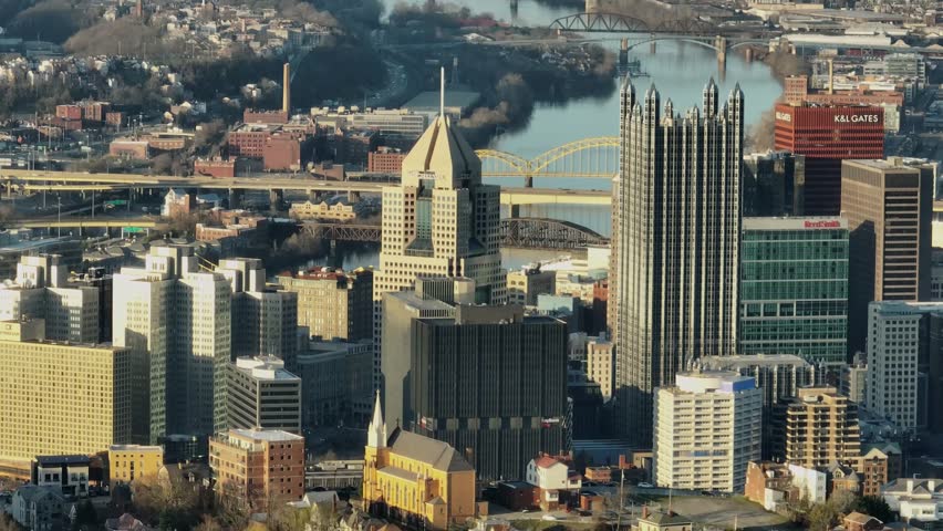 Pittsburgh Spring Summer Golden hour Sunset Sunrise night Aerials 4K