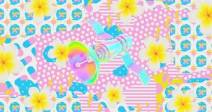 Modern loop collage animation. Satellite and creative flowers space. Spring summer mood. 