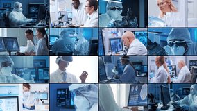 Science, research and laboratory work concept. Diverse people work in modern science labs. Doctors, professors and lab assistants conduct medical, nanotechnological and microelectronic research. - Powered by Shutterstock - Get 15% off with code: PIKWIZARD15