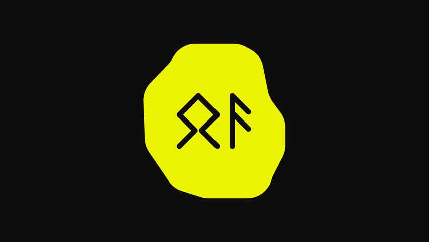 Yellow Magic runes icon isolated on black background. 4K Video motion graphic animation.