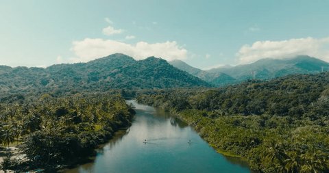 Aerial drone of river and mountains, La Guajira Colombia Video de stock