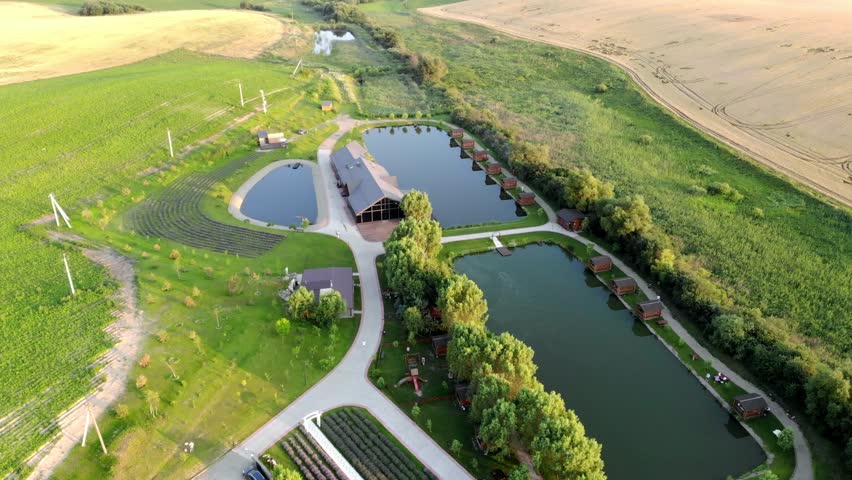 national park with lakes drone view