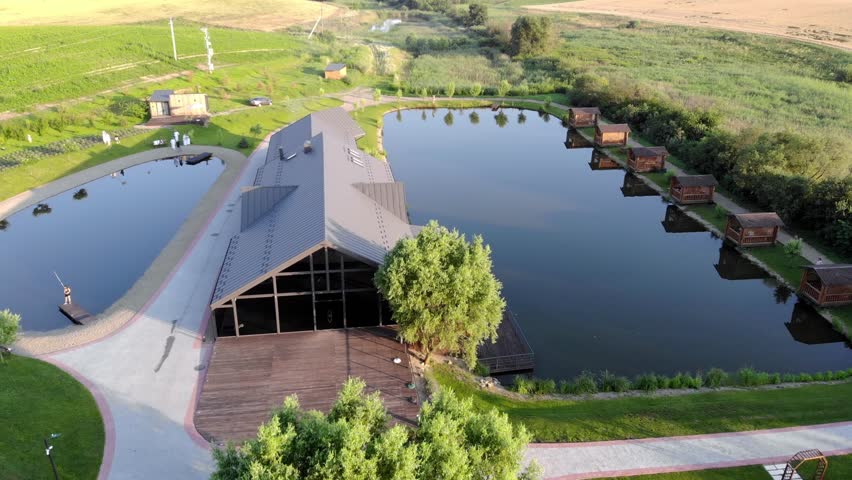 national park with lakes drone view