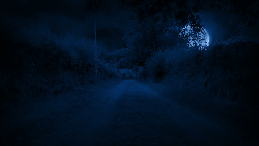 Huge Moon Above Countryside Road Driving POV