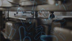 Animation of bacteria cells over diverse chefs talking. global business and digital interface during covid 19 pandemic concept digitally generated video. - Powered by Shutterstock - Get 15% off with code: PIKWIZARD15
