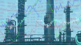 Animation of financial data processing over factory. global business, finances, connections and digital interface concept digitally generated video. - Powered by Shutterstock - Get 15% off with code: PIKWIZARD15