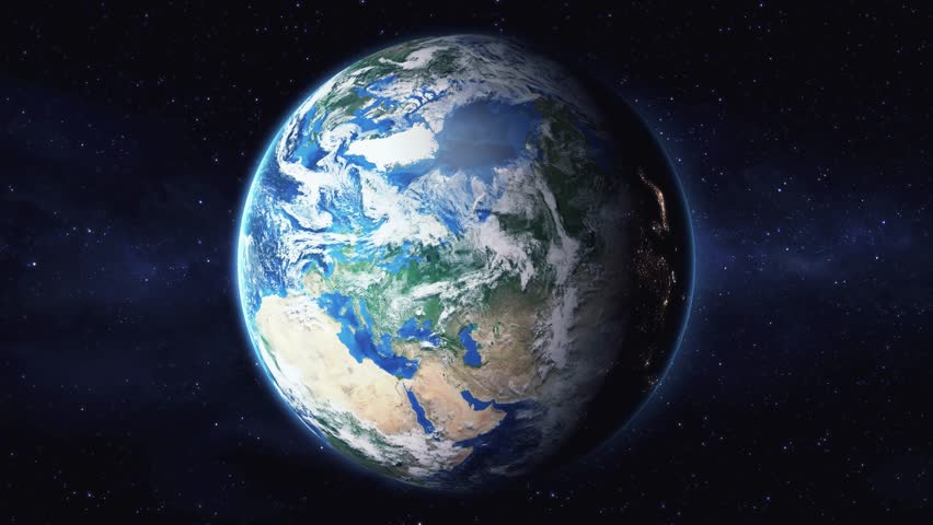 Earth zoom in from space to Rauma, Finland in Vanha. Followed by zoom out through clouds and atmosphere into space. Satellite view. Travel intro