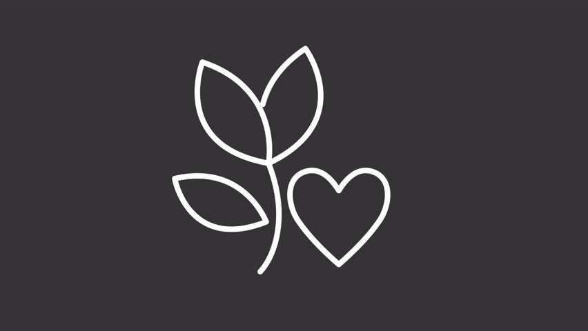 Animated love plant white line icon. Symbol of loving and care. Loop HD video with chroma key, alpha channel on transparent background, black solid background. Outline motion graphic animation | Shutterstock HD Video #1100772371
