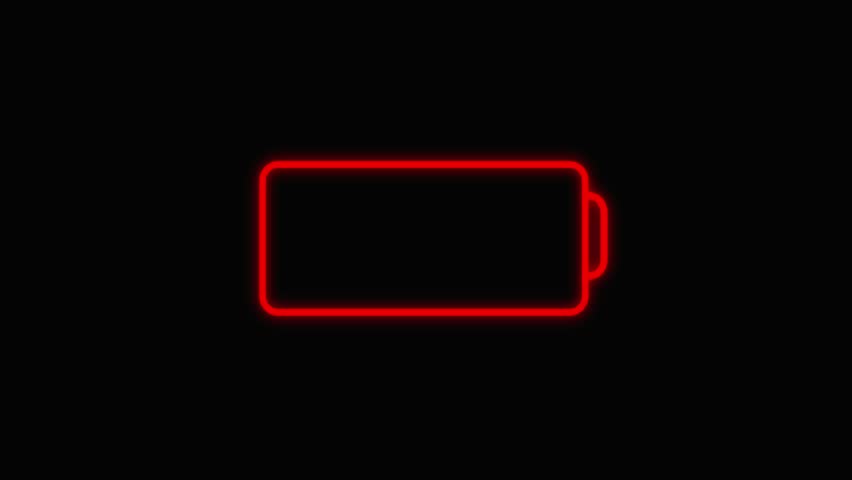 Technology background Low battery icon neon abstract glowing lights motion graphics. Royalty-Free Stock Footage #1100777437
