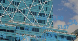 Animation of financial data processing over cityscape. Global business, finances, computing and data processing concept digitally generated video. - Powered by Shutterstock - Get 15% off with code: PIKWIZARD15