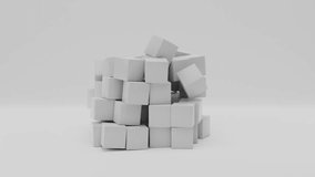 Abstract 3d animation of an array of cubes that change size and turn into spheres. The idea of transformation of society, the influence of the collective, social connections and devices. - Powered by Shutterstock - Get 15% off with code: PIKWIZARD15