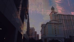 Animation of data processing over cityscape. global connections, data processing and technology concept digitally generated video. - Powered by Shutterstock - Get 15% off with code: PIKWIZARD15