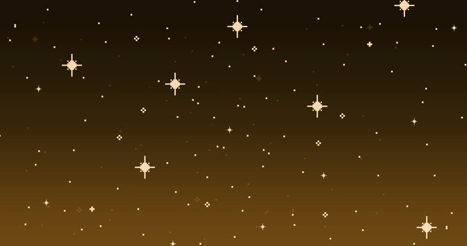 Starry sky, pixel background with stars. Pixel art for game, 8 bit. Seamless looping animation