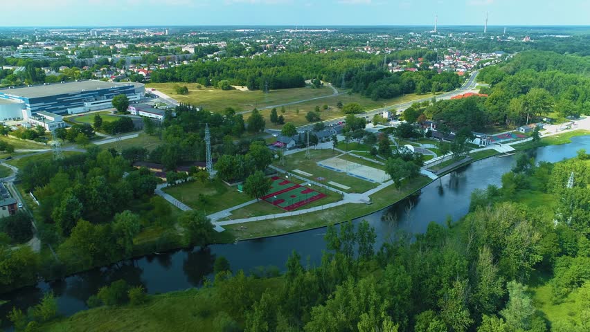 Resort Przystan Pilica River Tomaszow Mazowiecki Aerial View Poland