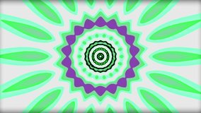 Cartoon animation with kaleidoscopic shapes of sun. Motion. Spreading sun rays with changing colors.