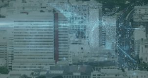 Animation of data processing and padlock over cityscape. global business and digital interface concept digitally generated video. - Powered by Shutterstock - Get 15% off with code: PIKWIZARD15
