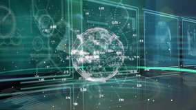 Animation of globe and caucasian businessman over data processing. global business and digital interface concept digitally generated video. - Powered by Shutterstock - Get 15% off with code: PIKWIZARD15