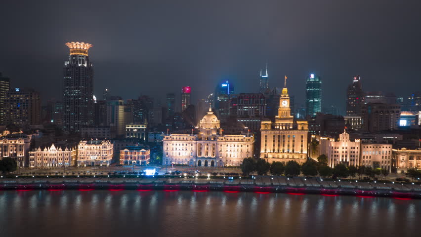 Shanghai The Bund Urban Cityscape Skyline hyper lapse.