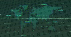 Multiple changing numbers floating over spinning globe and world map against binary coding. global networking and technology concept - Powered by Shutterstock - Get 15% off with code: PIKWIZARD15