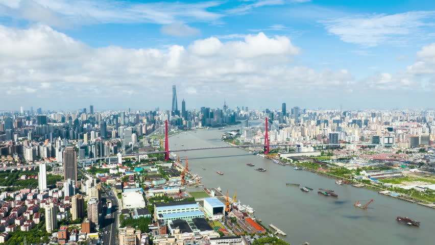 
Shanghai, China cityscape，Panorama 4K hyper Lapse China.
