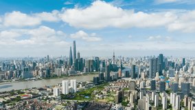 Shanghai, China cityscape，Panorama 4K hyper Lapse video.