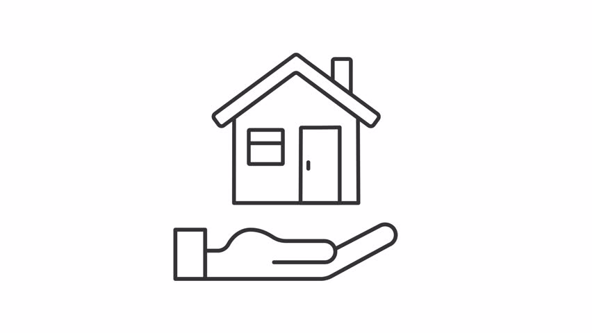 Animated home rent linear icon. Homeowner. Property purchase. Real estate agency service. Seamless loop HD video with alpha channel on transparent background. Outline motion graphic animation Royalty-Free Stock Footage #1100820295