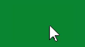 Pointer arrow cursor clicking icon animation on green screen background. Mouse click. Chroma key.