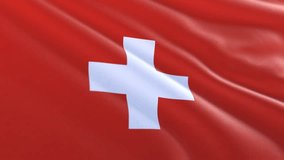 Slow motion loop of a Switzerland flag waving in the wind