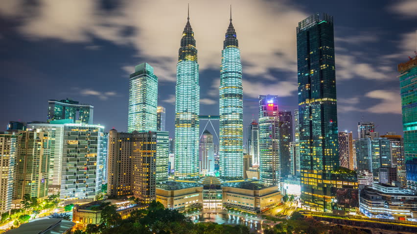 Time lapse night to day ,Amazing scenery of Kuala Lumpur, Malaysia.
