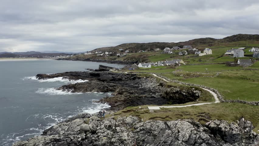 Aerial view of the coast by Portnoo in County Donegal, Ireland.