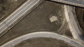 Aerial view of old highway and overpass. Drone video.