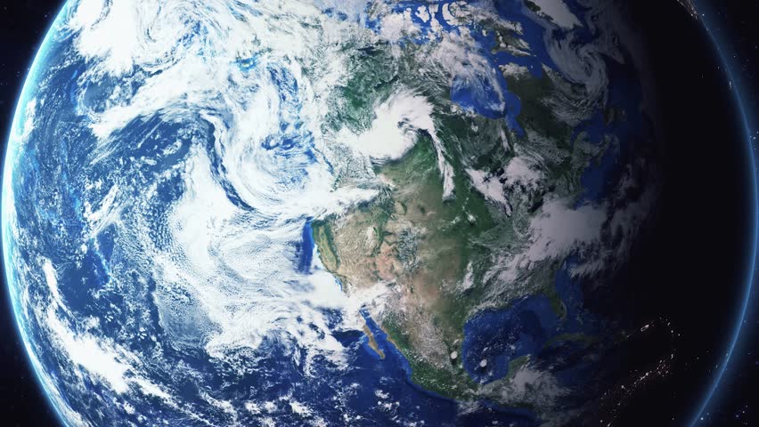 Earth zoom in from space and focus on Pocatello, Idaho, USA. 3D Animation. Background for travel intro. 