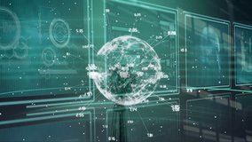 Animation of globe over data processing. global business and digital interface concept digitally generated video. - Powered by Shutterstock - Get 15% off with code: PIKWIZARD15