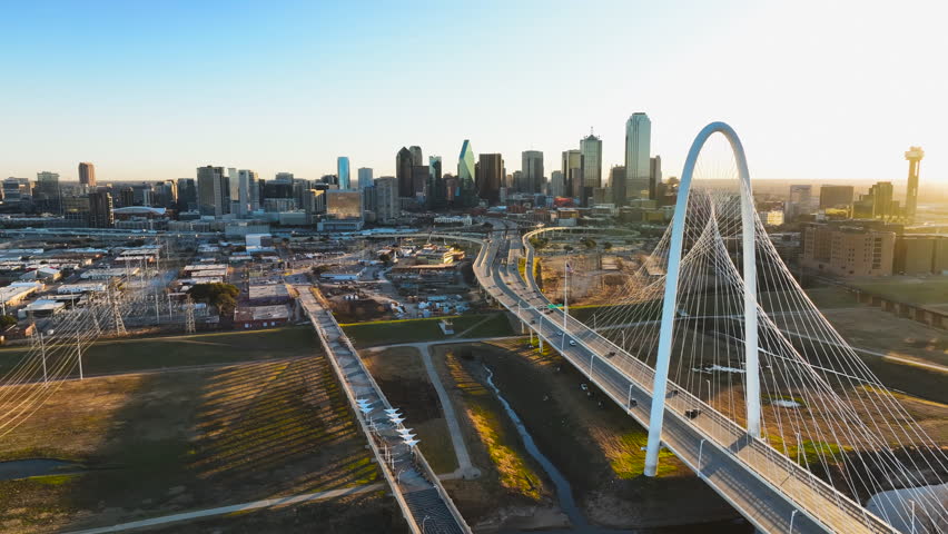 The Margaret Hunt Hill Bridge on a Sunny Dallas, Texas Morning