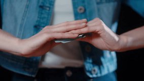 (Camera: ARRI ALEXA, real time) Close-up of a caucasian woman's hands moving as a gesture of talking and conversation. For more variations of this clip, check out this seller's other videos.
