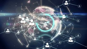 Animation of connections and clock moving over rotating globe. global network, connections, data and technology concept digitally generated video. - Powered by Shutterstock - Get 15% off with code: PIKWIZARD15