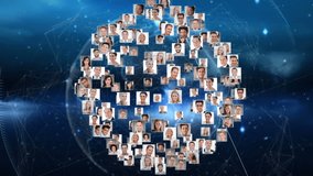 Animation of clock moving over rotating globe made of user photos. global network, connections, data and technology concept digitally generated video. - Powered by Shutterstock - Get 15% off with code: PIKWIZARD15