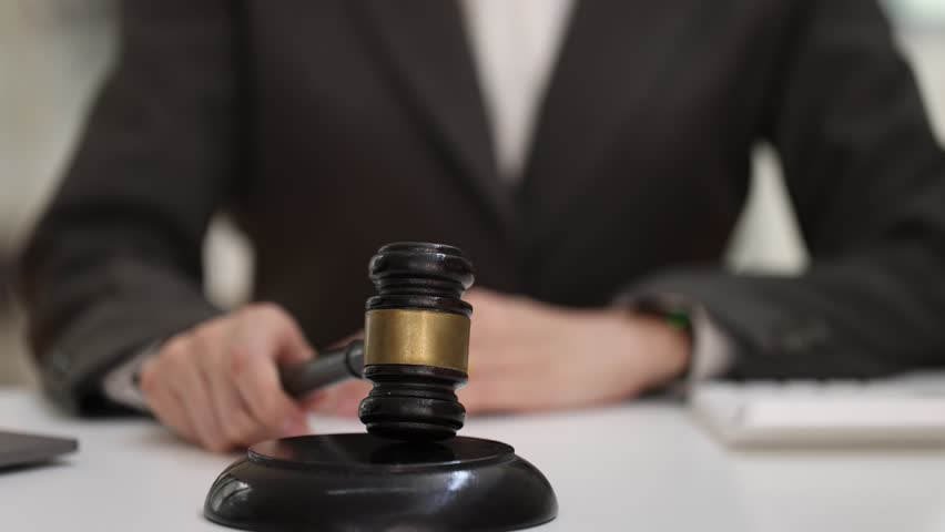 Law of Justice concept. Gavel on dark wooden. Royalty-Free Stock Footage #1100839619