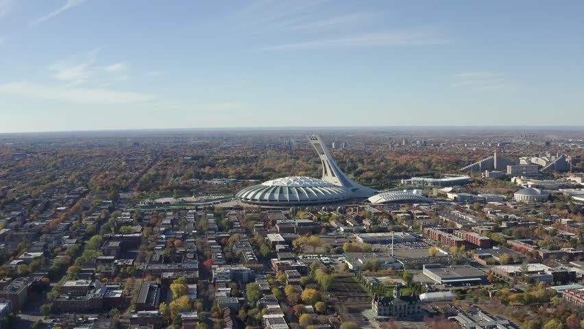 Aerial View of the Iconic Stadium and Montreal suburbs