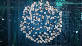 Animation of globe made of user photos rotating over data processing on navy background. global network, connections, data and technology concept digitally generated video. - Powered by Shutterstock - Get 15% off with code: PIKWIZARD15