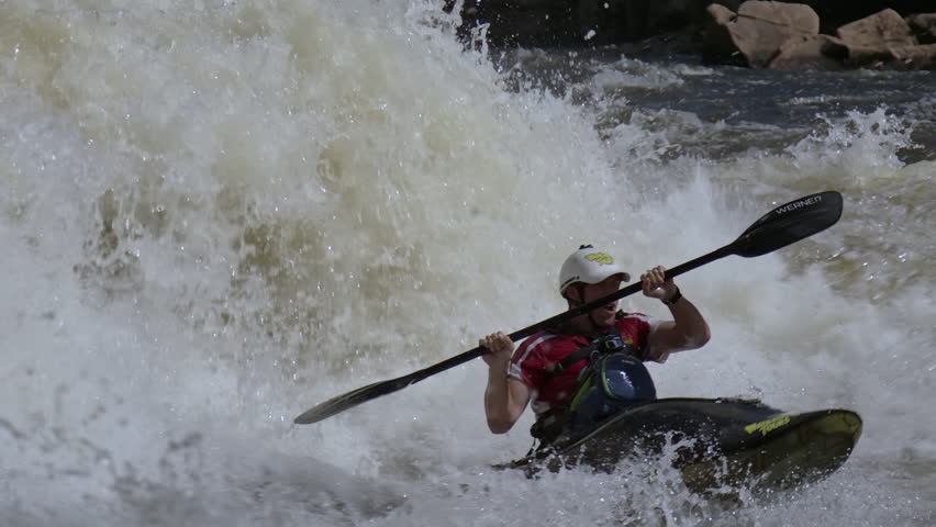 close up kayak on water rapids