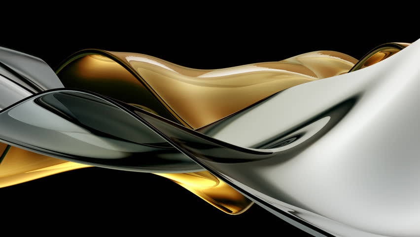 Golden Oil background. Oil Liquid Flow close up view isolated on Black background. Vegan, Yellow golden oil, Fuel. Abstract Fluid Liquid Surface Flow Background. Mercury Fluid Metal Royalty-Free Stock Footage #1100847243
