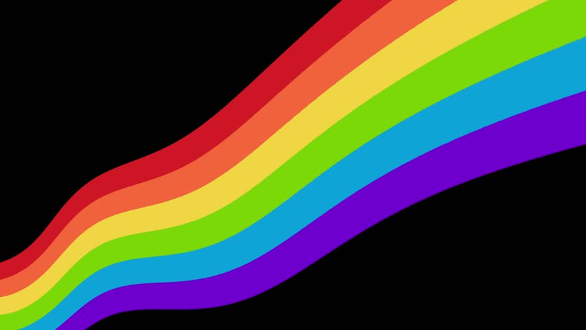 Pride Banner with LGBTQ Rainbow Flag Wave. Pride Month Web Banner Vector animation. Pride Rainbow Flag Wave Design Element on a black background for cutting or overlaying on video. LGBTQ+ Pride