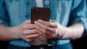 (Camera: ARRI ALEXA, real time) Close-up of a caucasian woman's hands texting or using her cell phone. For more variations of this clip, check out this seller's other videos.