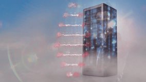 Animation of data processing and dna strand over caucasian male hacker and server. global technology and digital interface concept digitally generated video. - Powered by Shutterstock - Get 15% off with code: PIKWIZARD15