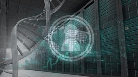 Animation of data processing and dna strand over servers. global technology and digital interface concept digitally generated video. - Powered by Shutterstock - Get 15% off with code: PIKWIZARD15