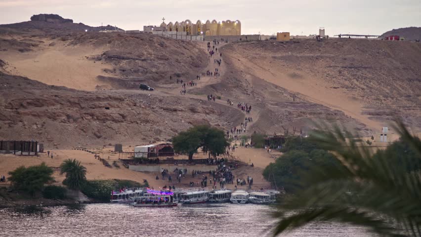Nile River Embankment in Aswan, Egypt by Aga Khan Mausoleum