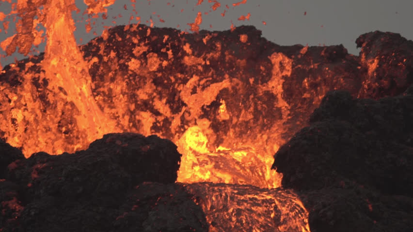 Volcanic eruption Iceland 2021 slow motion close up Royalty-Free Stock Footage #1100859815